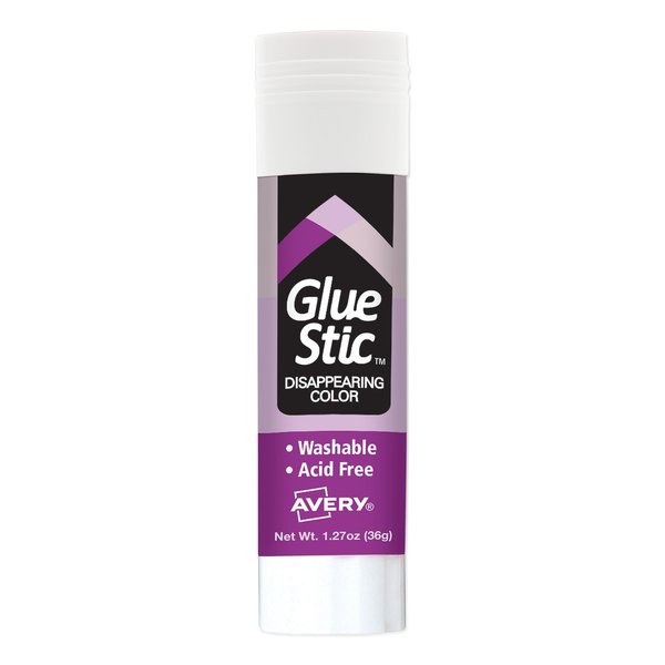 Avery Permanent Glue Stic, 1.27 oz, Applies Purple, Dries Clear 00226
